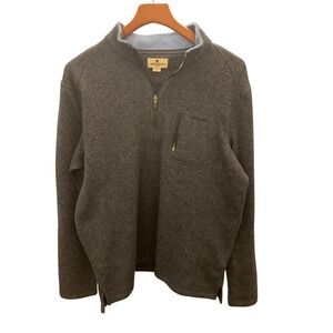 Woolrich Men's Quarter Zip Pullover Sweater Dark Gray Fleece Collar HMQ0023S L